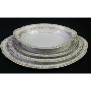 Meito China Kenwood Japan 4 Pc Serving Set 3 Platters 14.75, 12,10" & VEG Bowl